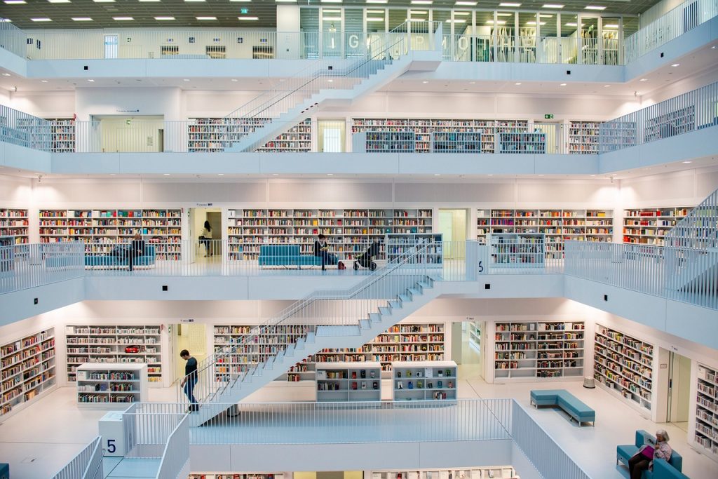 library, architecture, books, interior, interior design, stairs, bookshelves, bookcase, knowledge, reading, modern design, modern architecture, building, europe, modern, stuttgart, library, library, library, library, library, knowledge